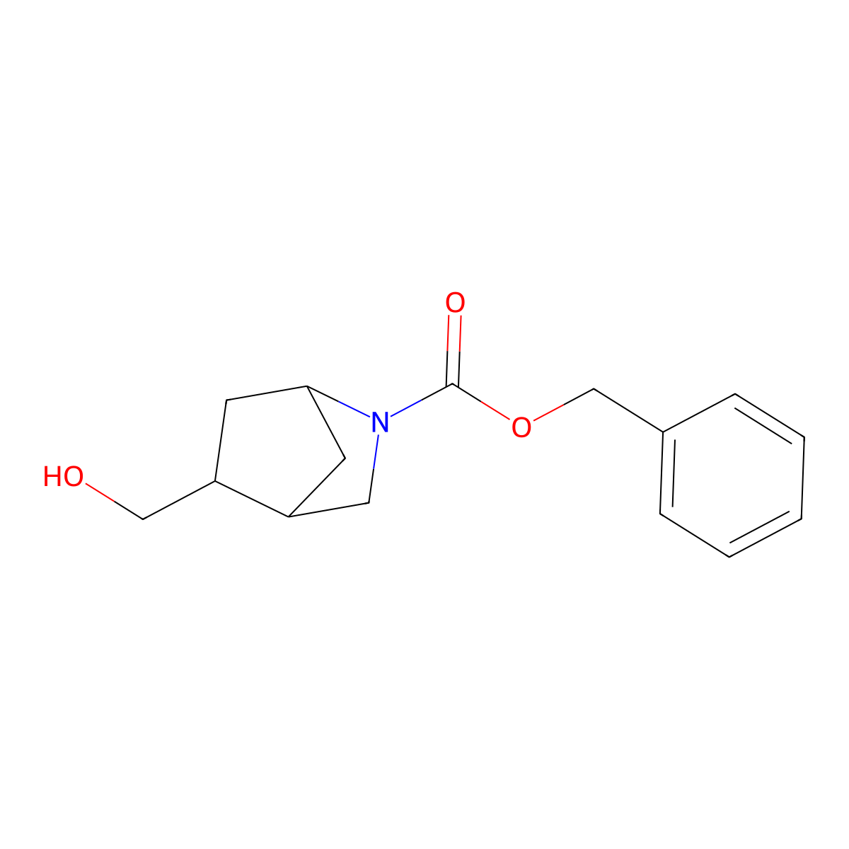 rac-benzyl (1R,4S,5S)-5-(hydroxymethyl)-2-azabicyclo[2.2.1]heptane-2-carboxylate molecular structure, CAS 2763999-19-3