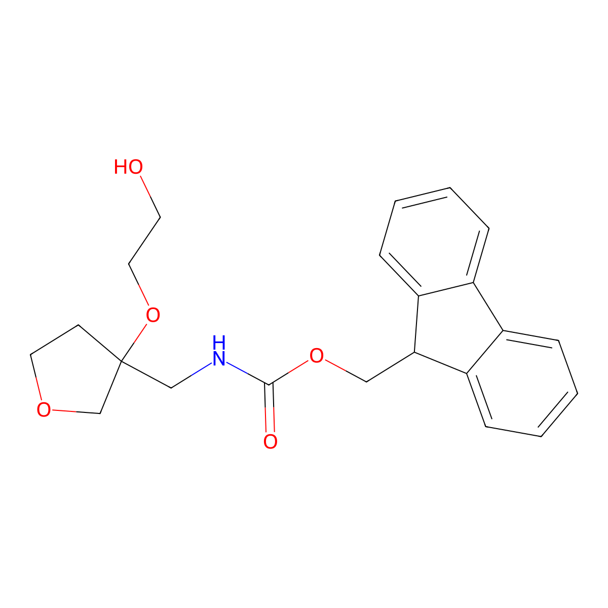 (9H-fluoren-9-yl)methyl N-{[3-(2-hydroxyethoxy)oxolan-3-yl]methyl}carbamate molecular structure, CAS 2763999-27-3