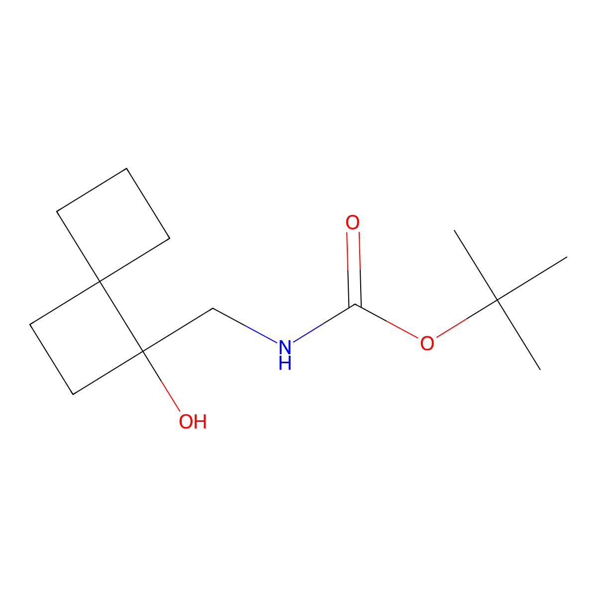 tert-butyl N-({1-hydroxyspiro[3.3]heptan-1-yl}methyl)carbamate molecular structure, CAS 2763999-41-1