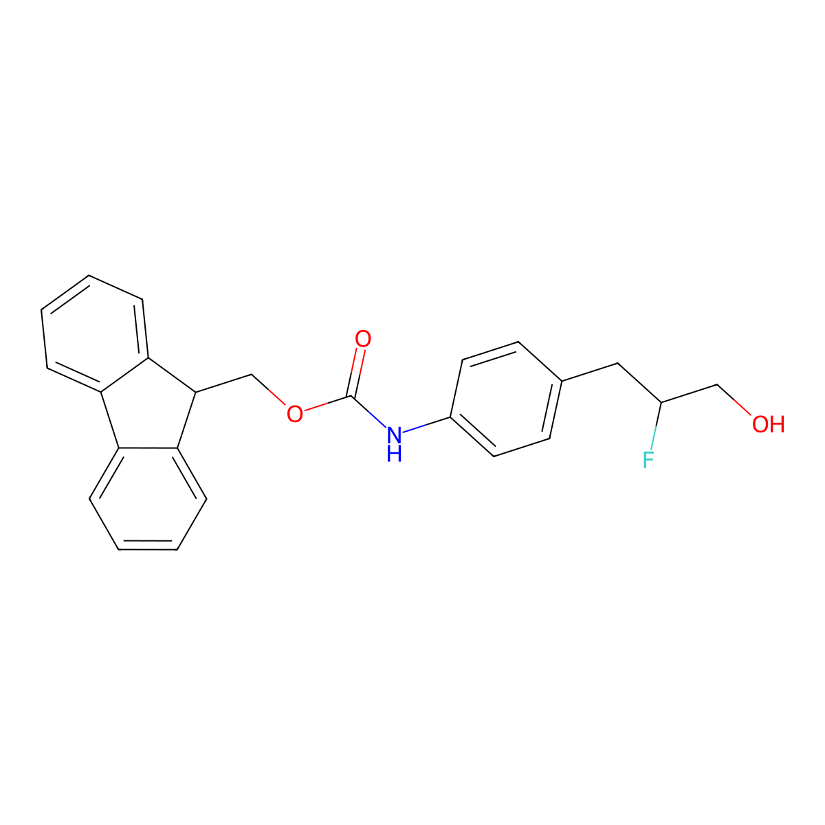 (9H-fluoren-9-yl)methyl N-[4-(2-fluoro-3-hydroxypropyl)phenyl]carbamate molecular structure, CAS 2763999-45-5
