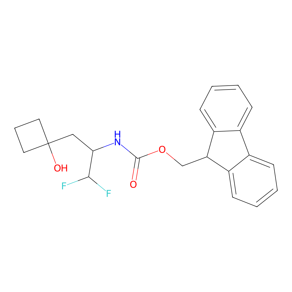 (9H-fluoren-9-yl)methyl N-[1,1-difluoro-3-(1-hydroxycyclobutyl)propan-2-yl]carbamate molecular structure, CAS 2763999-49-9