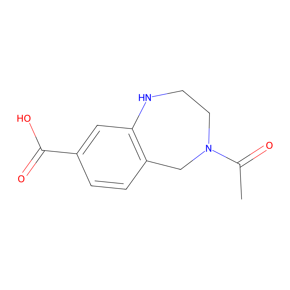 4-acetyl-2,3,4,5-tetrahydro-1H-1,4-benzodiazepine-8-carboxylic acid molecular structure, CAS 2763999-51-3