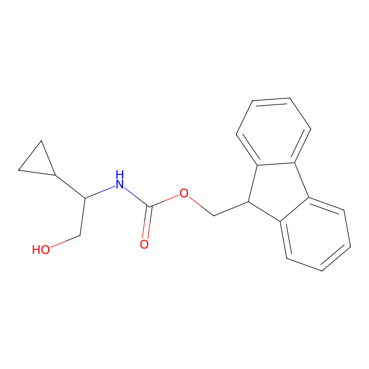 (9H-fluoren-9-yl)methyl N-(1-cyclopropyl-2-hydroxyethyl)carbamate molecular structure, CAS 2763999-60-4