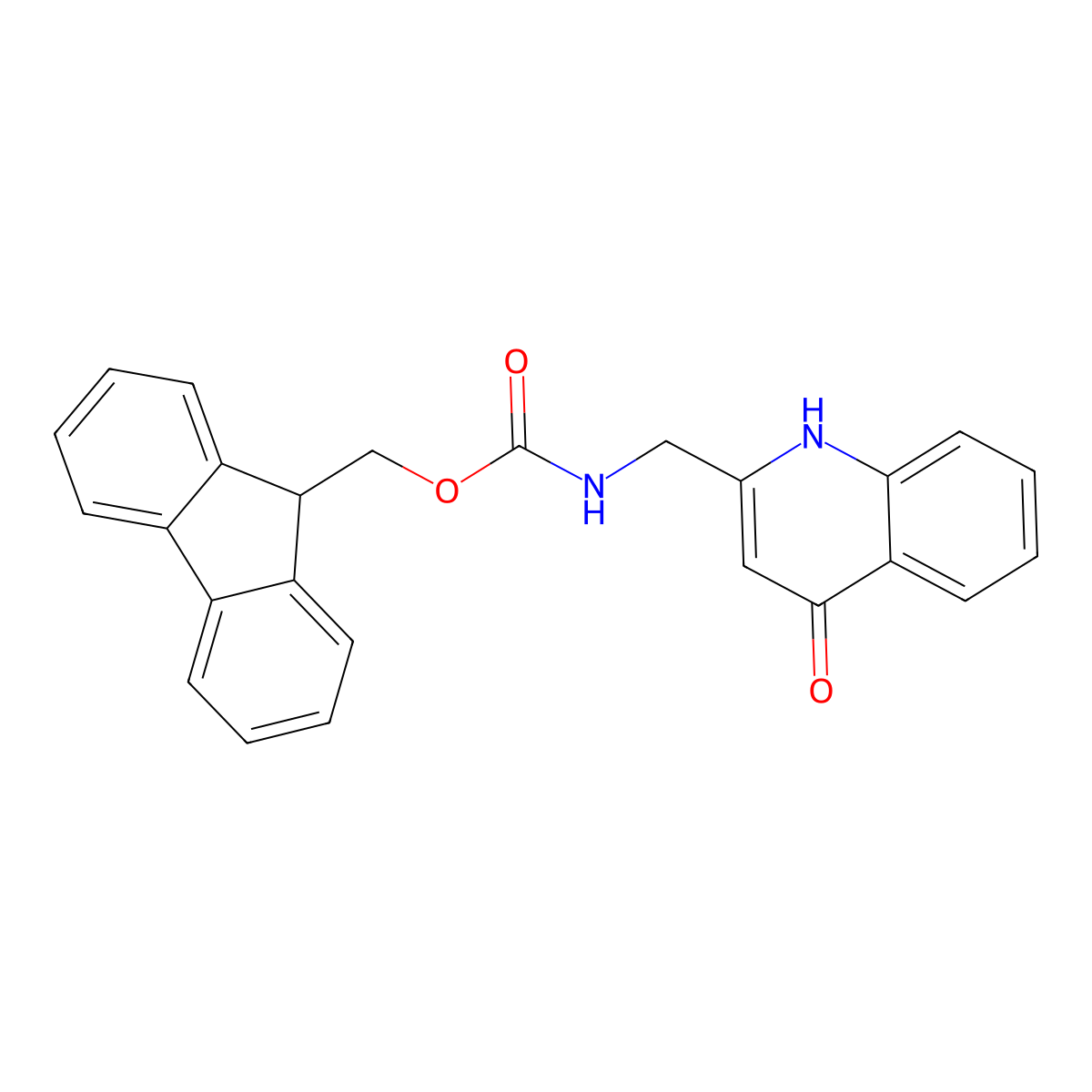 (9H-fluoren-9-yl)methyl N-[(4-hydroxyquinolin-2-yl)methyl]carbamate molecular structure, CAS 2763999-72-8