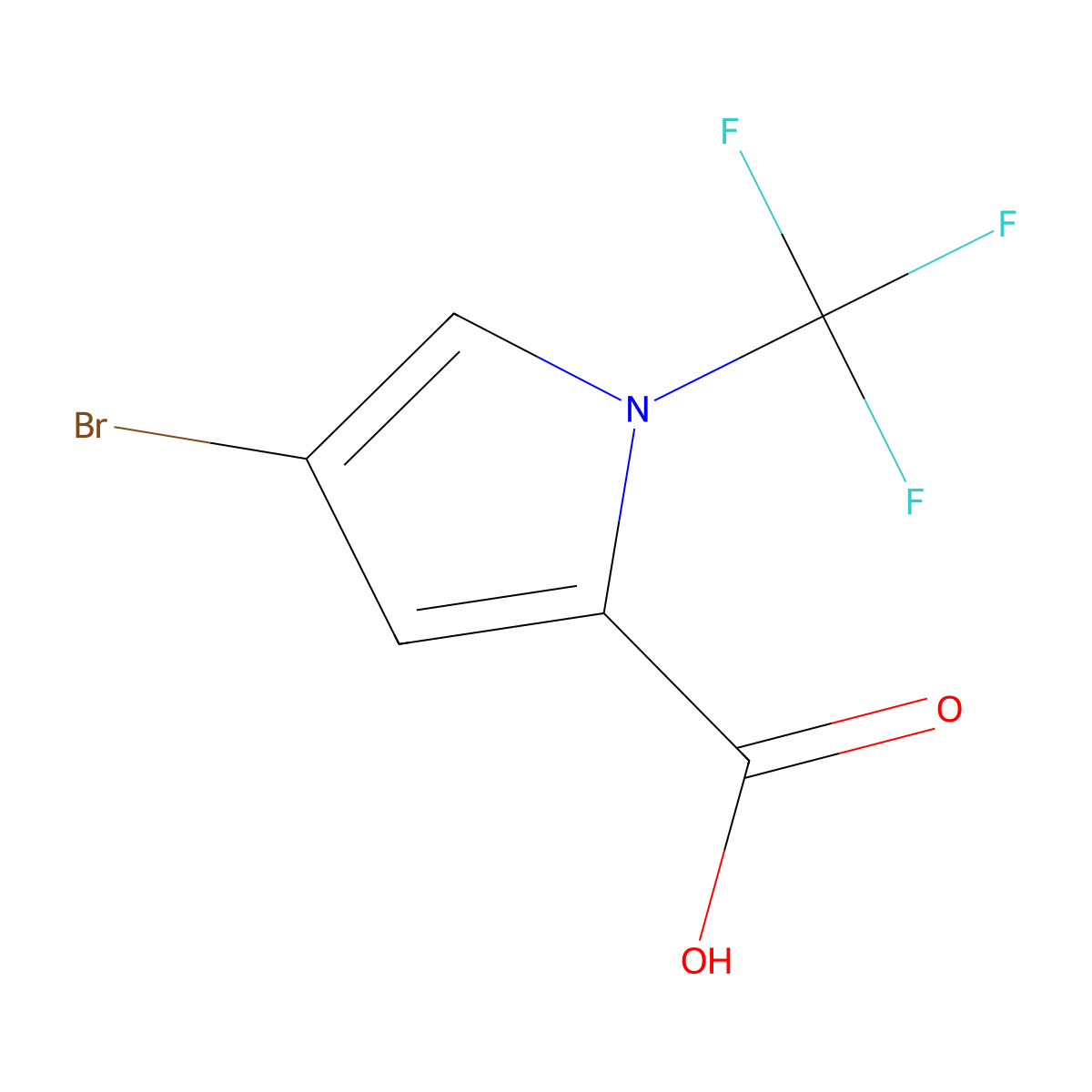 4-bromo-1-(trifluoromethyl)-1H-pyrrole-2-carboxylic acid molecular structure, CAS 2763999-76-2
