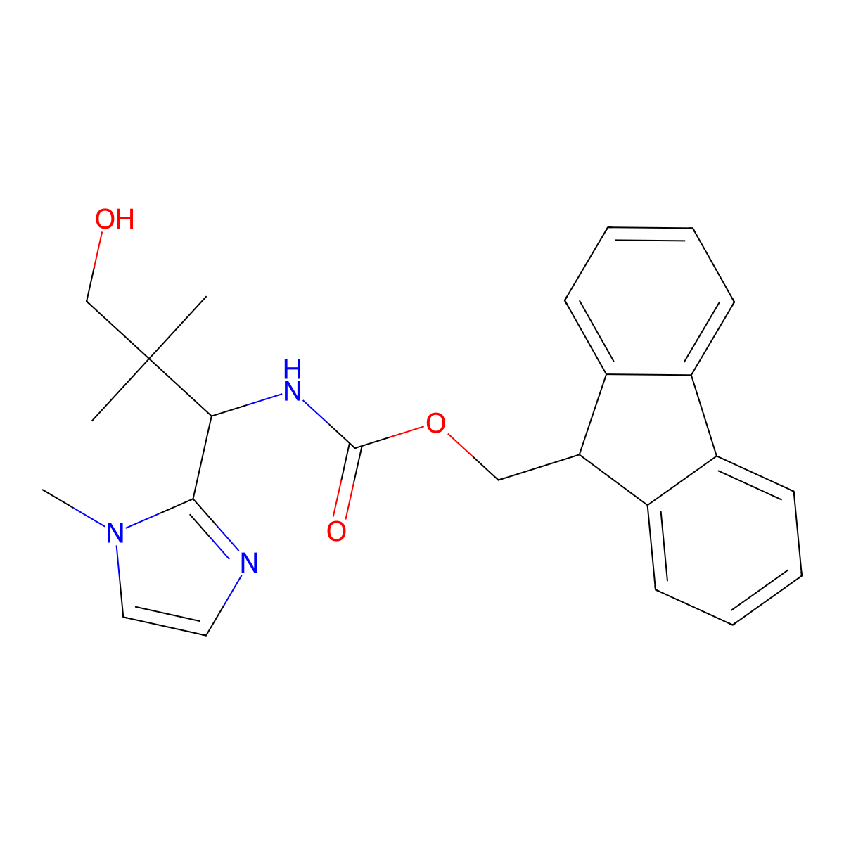 (9H-fluoren-9-yl)methyl N-[3-hydroxy-2,2-dimethyl-1-(1-methyl-1H-imidazol-2-yl)propyl]carbamate molecular structure, CAS 2763999-77-3