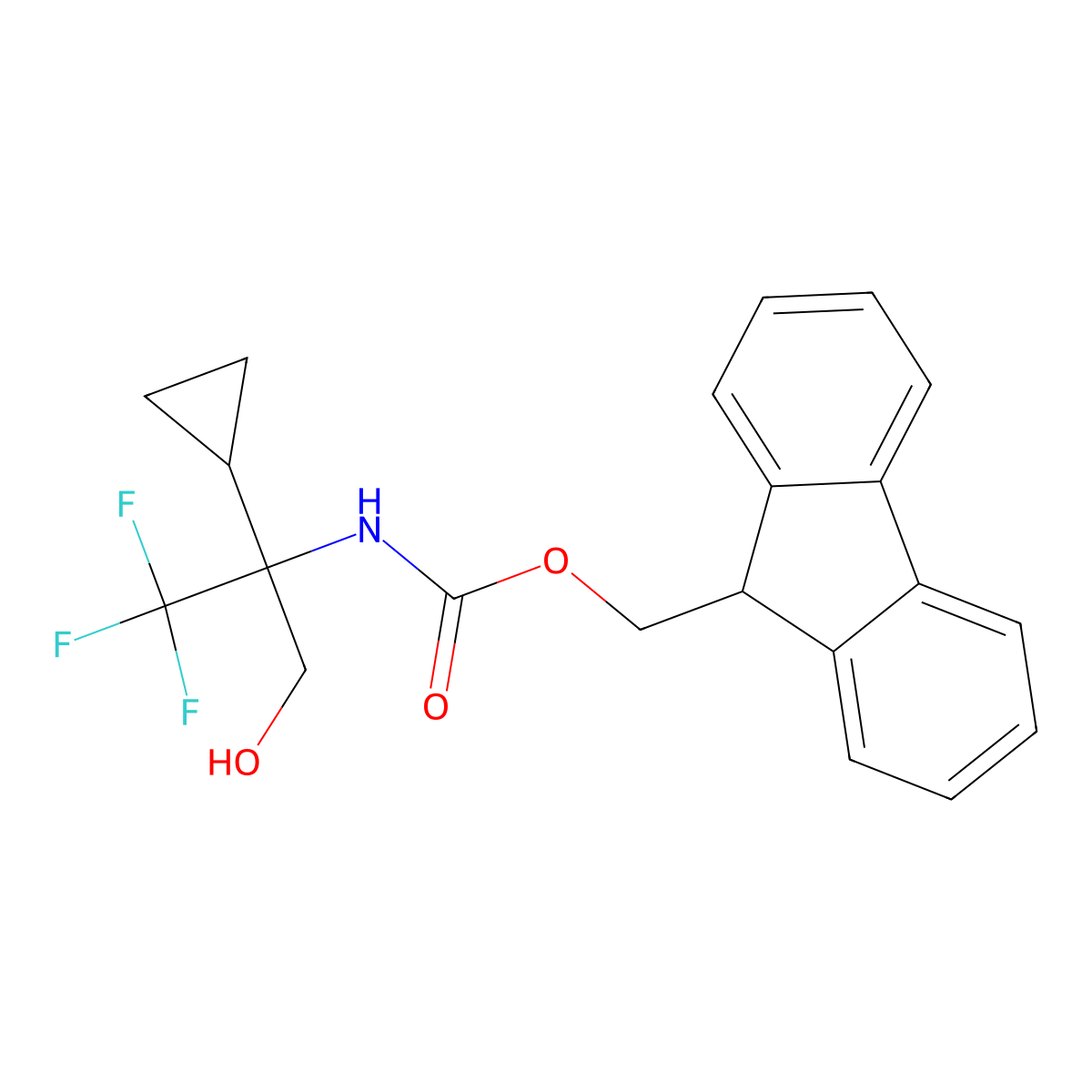 (9H-fluoren-9-yl)methyl N-(2-cyclopropyl-1,1,1-trifluoro-3-hydroxypropan-2-yl)carbamate molecular structure, CAS 2763999-79-5