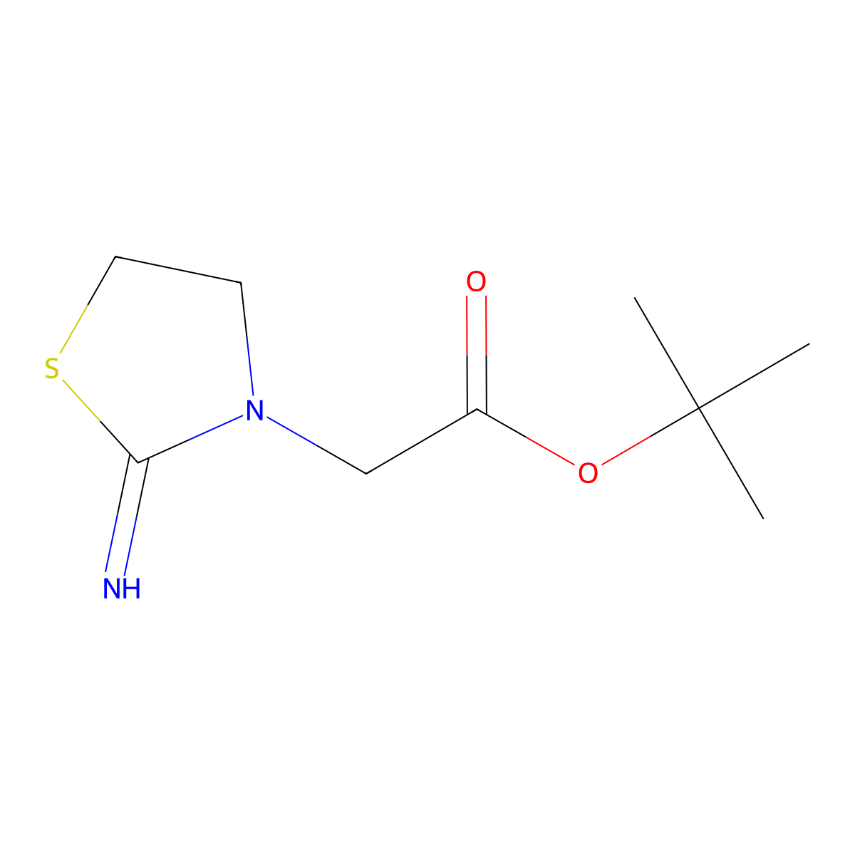 Tert-butyl 2-(2-imino-1,3-thiazolidin-3-yl)acetate molecular structure, CAS 2763999-83-1