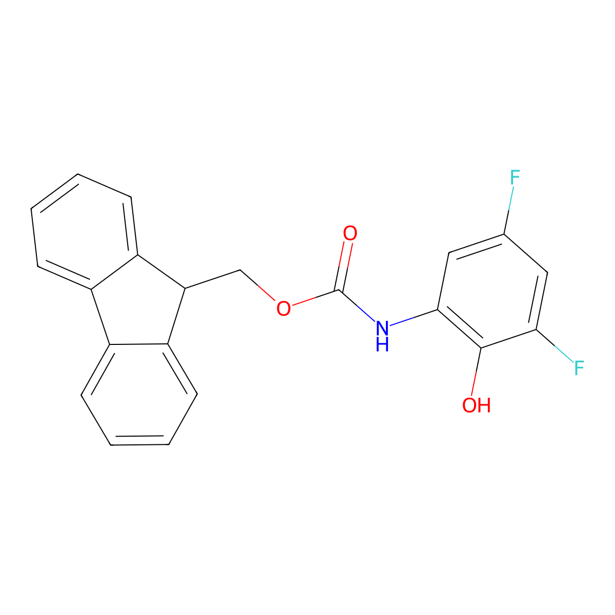 (9H-fluoren-9-yl)methyl N-(3,5-difluoro-2-hydroxyphenyl)carbamate molecular structure, CAS 2763999-88-6