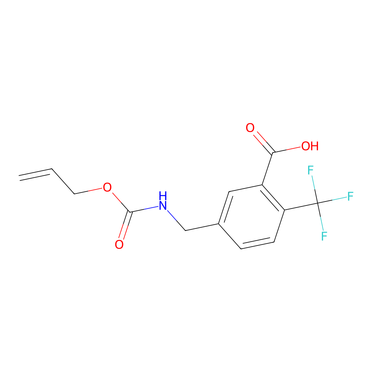 5-({[(Prop-2-en-1-yloxy)carbonyl]amino}methyl)-2-(trifluoromethyl)benzoic acid molecular structure, CAS 2763999-99-9