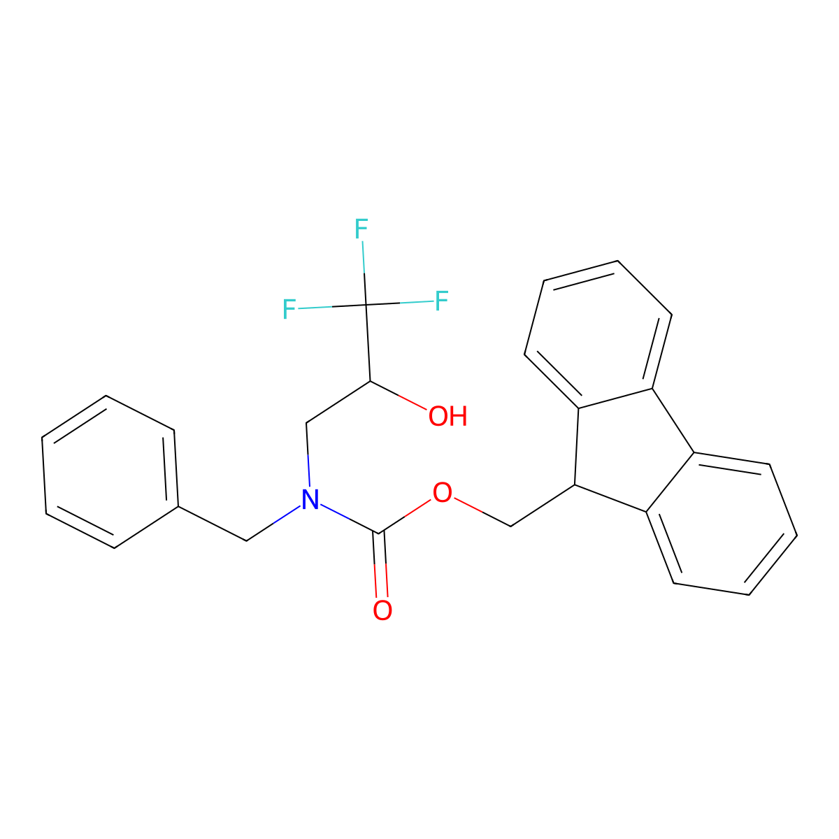 (9H-fluoren-9-yl)methyl N-benzyl-N-(3,3,3-trifluoro-2-hydroxypropyl)carbamate molecular structure, CAS 2764000-02-2