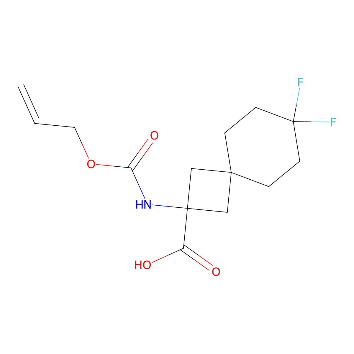 7,7-Difluoro-2-{[(prop-2-en-1-yloxy)carbonyl]amino}spiro[3.5]nonane-2-carboxylic acid molecular structure, CAS 2764000-03-3