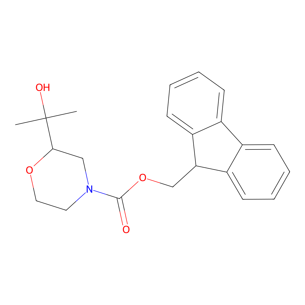 (9H-fluoren-9-yl)methyl 2-(2-hydroxypropan-2-yl)morpholine-4-carboxylate molecular structure, CAS 2764000-06-6