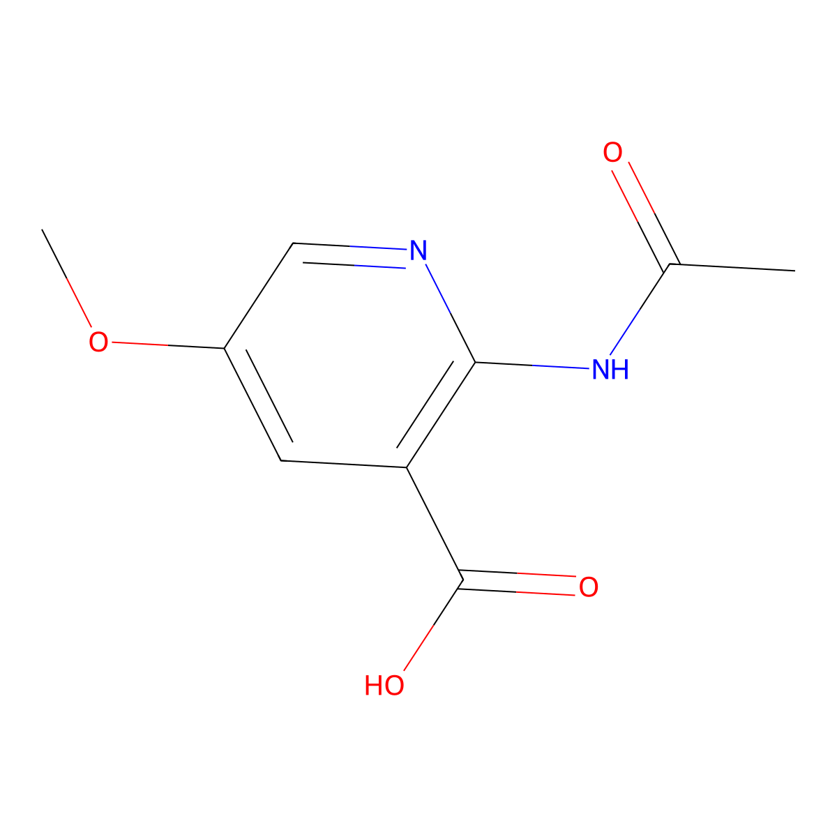 2-Acetamido-5-methoxypyridine-3-carboxylic acid molecular structure, CAS 2764000-07-7