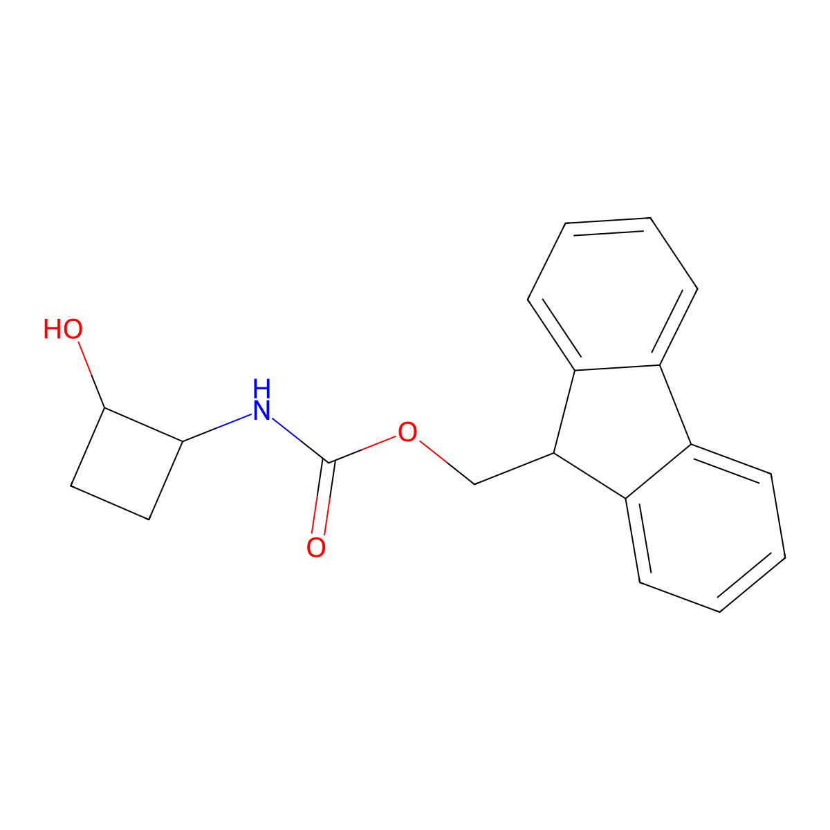 rac-(9H-fluoren-9-yl)methyl N-[(1R,2R)-2-hydroxycyclobutyl]carbamate molecular structure, CAS 2764000-09-9