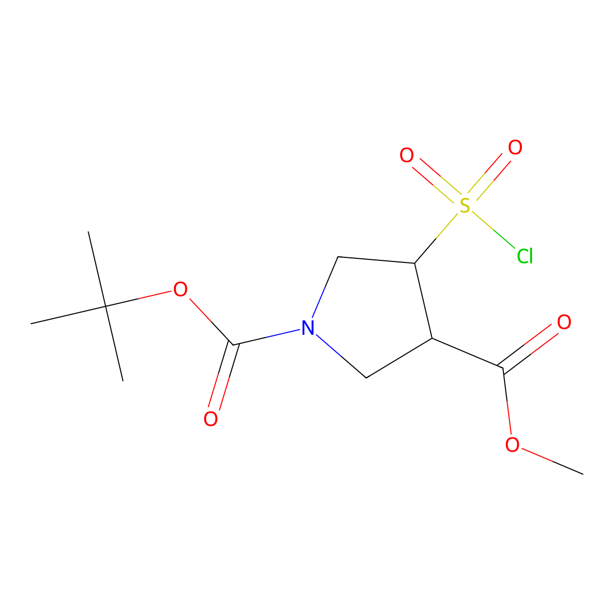 rac-1-tert-butyl 3-methyl (3R,4R)-4-(chlorosulfonyl)pyrrolidine-1,3-dicarboxylate molecular structure, CAS 2764000-10-2