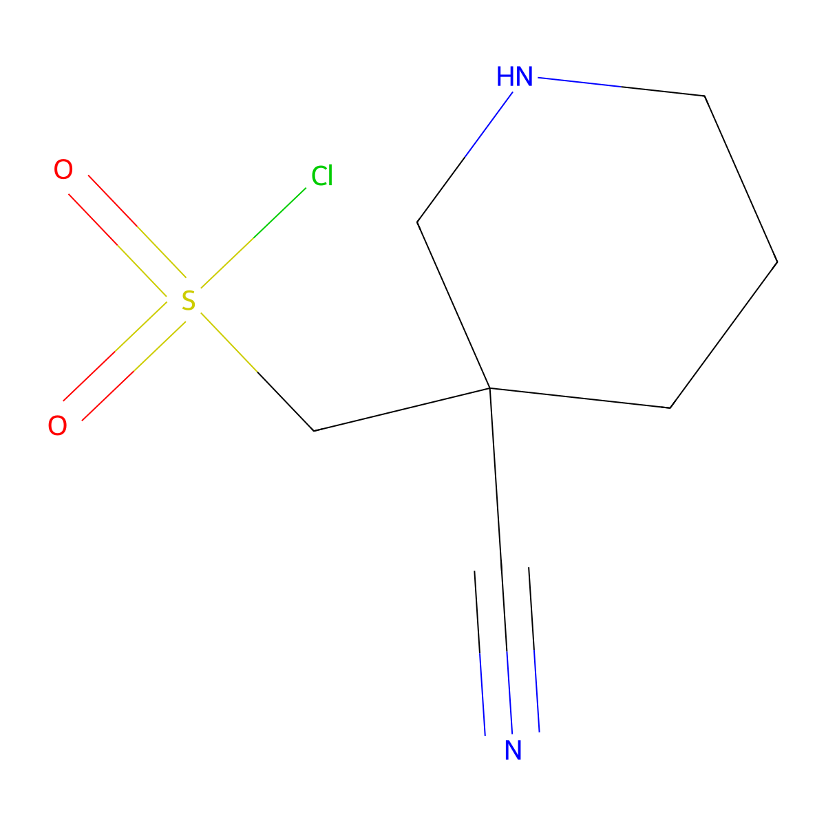 (3-Cyanopiperidin-3-yl)methanesulfonyl chloride molecular structure, CAS 2764000-26-0