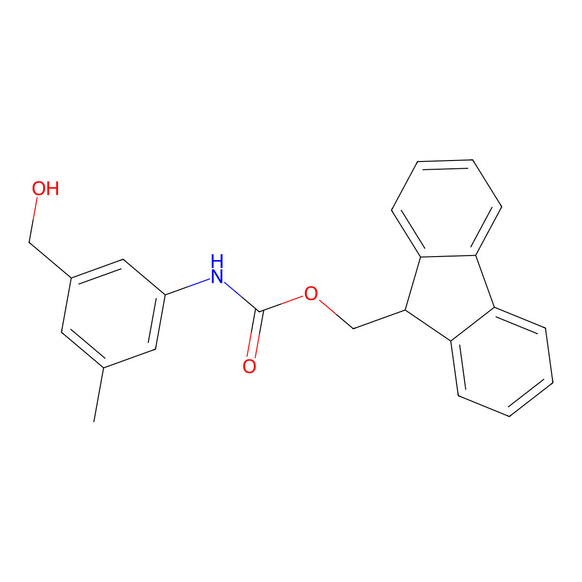 (9H-fluoren-9-yl)methyl N-[3-(hydroxymethyl)-5-methylphenyl]carbamate molecular structure, CAS 2764000-29-3