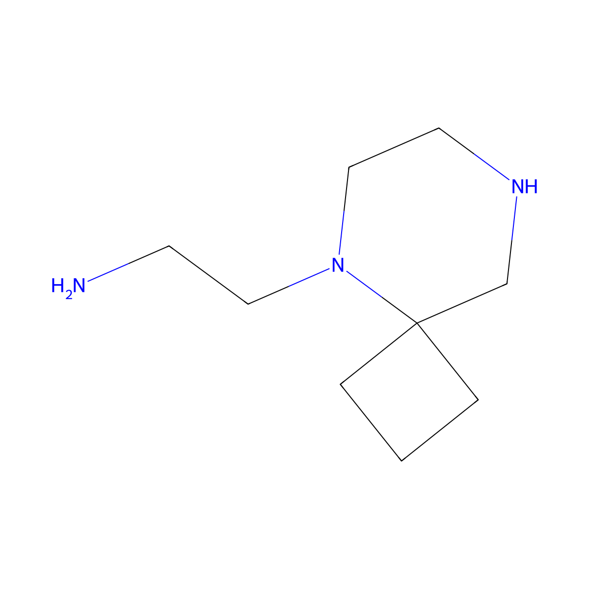 2-{5,8-Diazaspiro[3.5]nonan-5-yl}ethan-1-amine molecular structure, CAS 2764000-30-6
