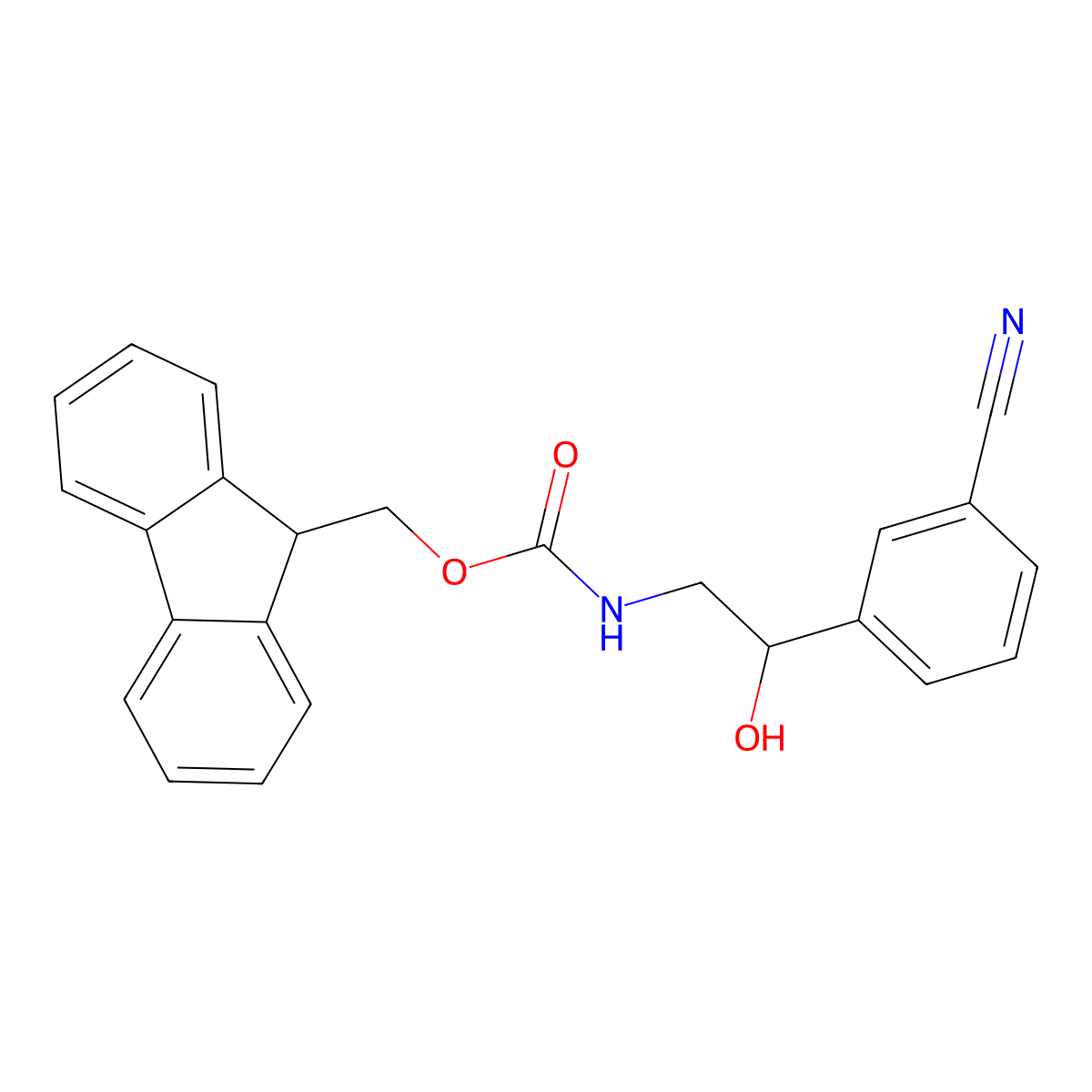(9H-fluoren-9-yl)methyl N-[2-(3-cyanophenyl)-2-hydroxyethyl]carbamate molecular structure, CAS 2764000-32-8