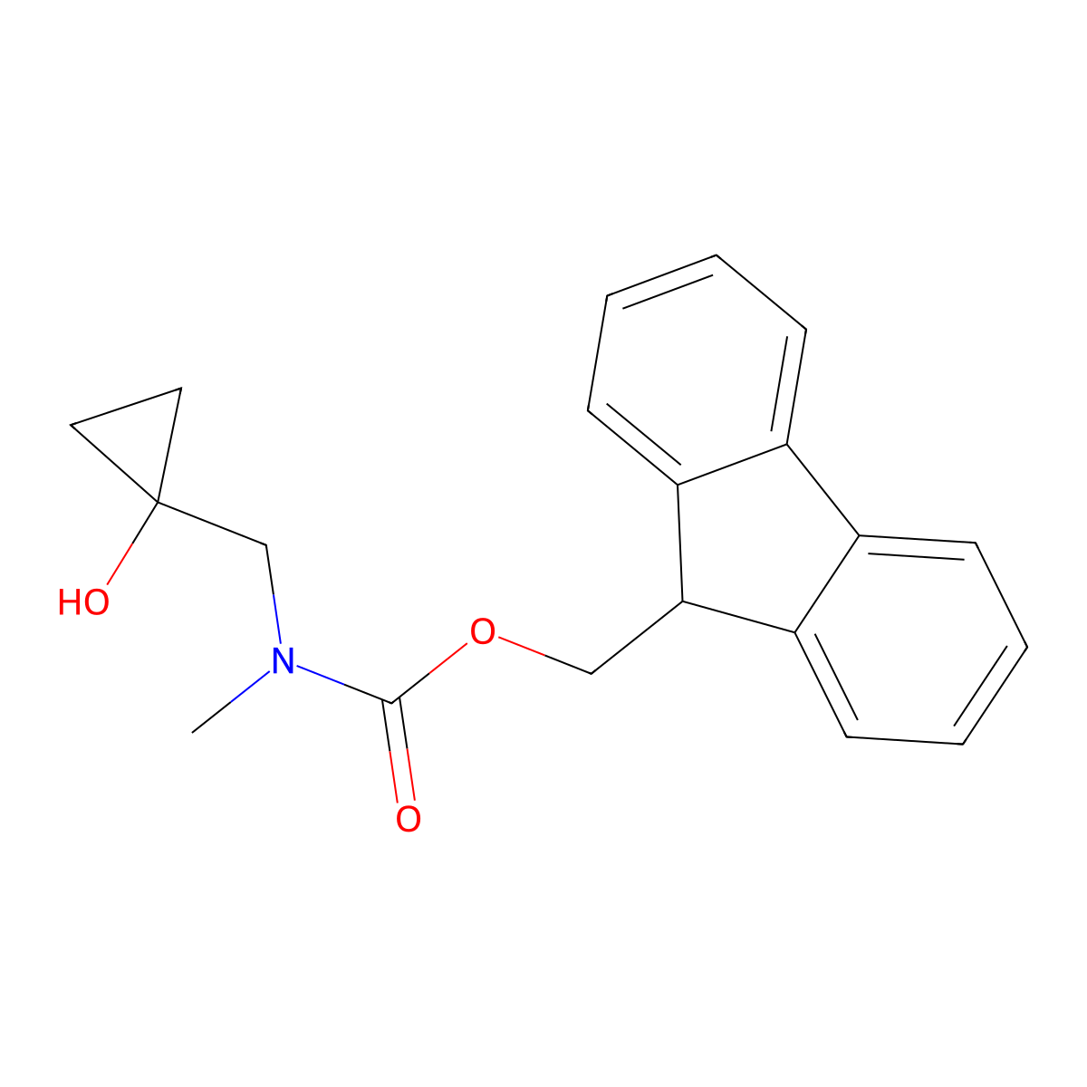 (9H-fluoren-9-yl)methyl N-[(1-hydroxycyclopropyl)methyl]-N-methylcarbamate molecular structure, CAS 2764000-37-3