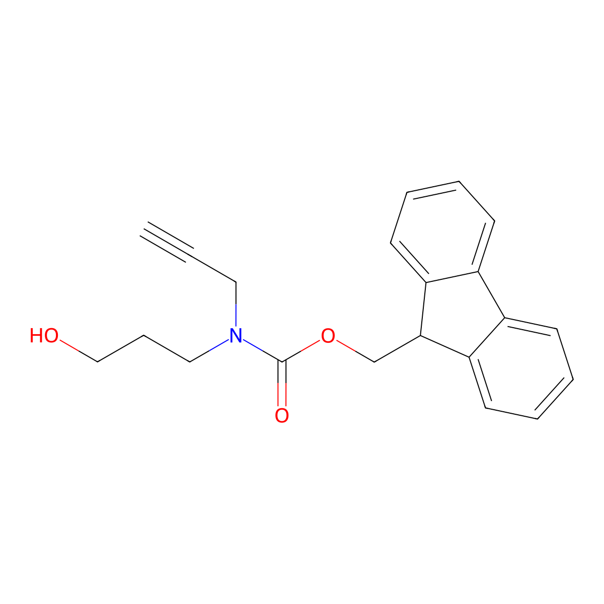 (9H-fluoren-9-yl)methyl N-(3-hydroxypropyl)-N-(prop-2-yn-1-yl)carbamate molecular structure, CAS 2764000-43-1