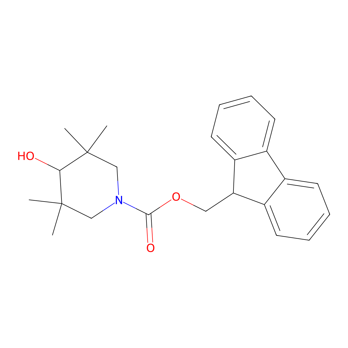 (9H-fluoren-9-yl)methyl 4-hydroxy-3,3,5,5-tetramethylpiperidine-1-carboxylate molecular structure, CAS 2764000-44-2