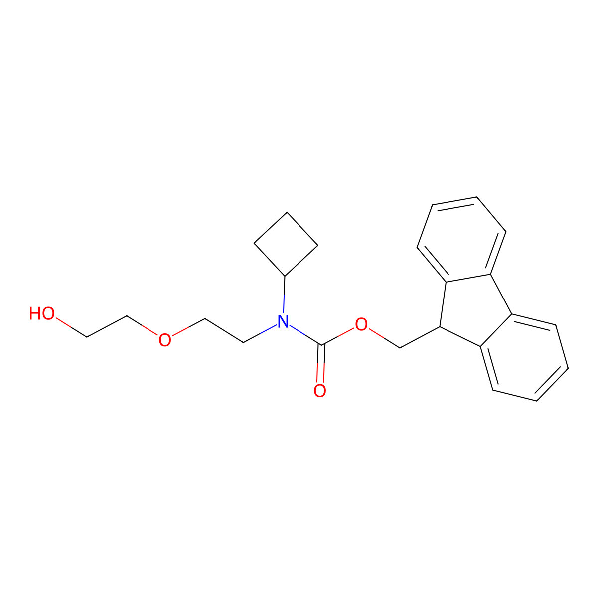 (9H-fluoren-9-yl)methyl N-cyclobutyl-N-[2-(2-hydroxyethoxy)ethyl]carbamate molecular structure, CAS 2764000-54-4