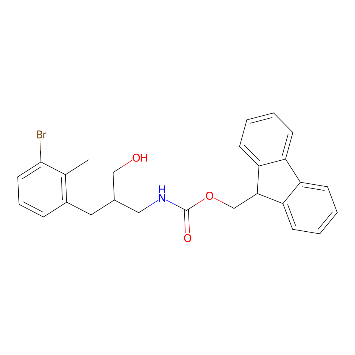 (9H-fluoren-9-yl)methyl N-{2-[(3-bromo-2-methylphenyl)methyl]-3-hydroxypropyl}carbamate molecular structure, CAS 2764000-57-7