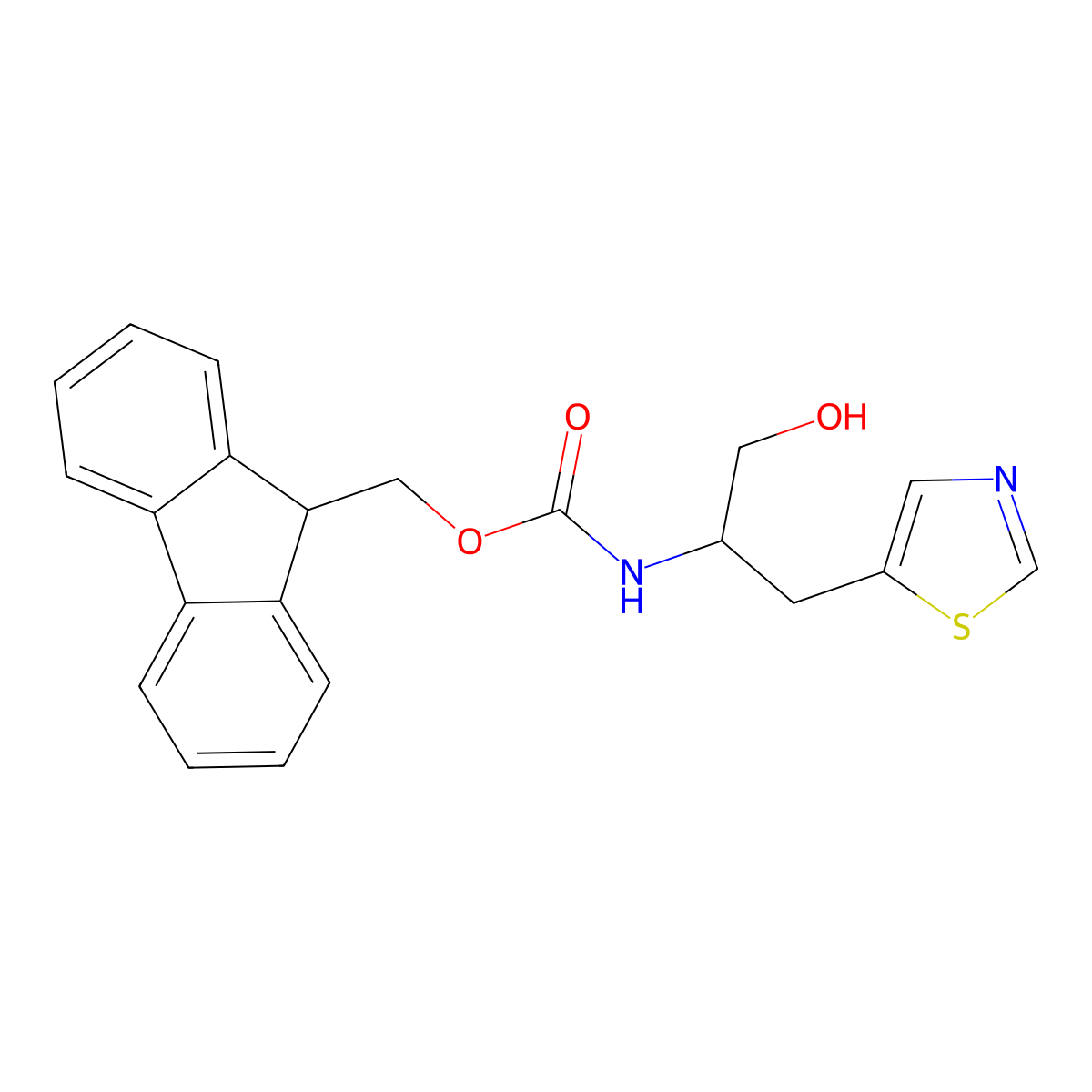 (9H-fluoren-9-yl)methyl N-[1-hydroxy-3-(1,3-thiazol-5-yl)propan-2-yl]carbamate molecular structure, CAS 2764000-62-4