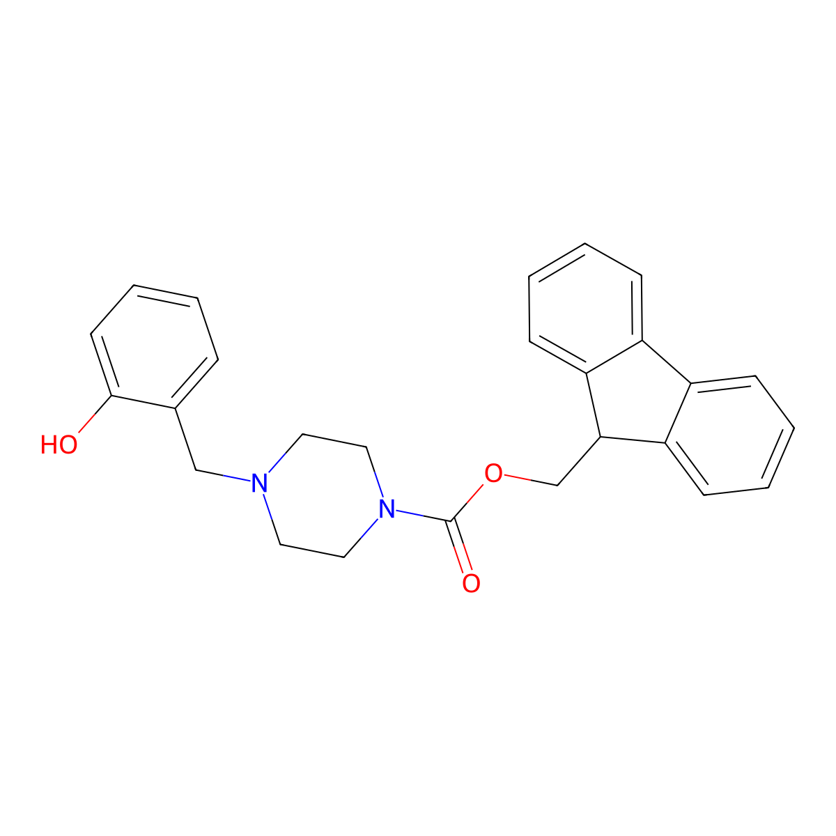 (9H-fluoren-9-yl)methyl 4-[(2-hydroxyphenyl)methyl]piperazine-1-carboxylate molecular structure, CAS 2764000-63-5