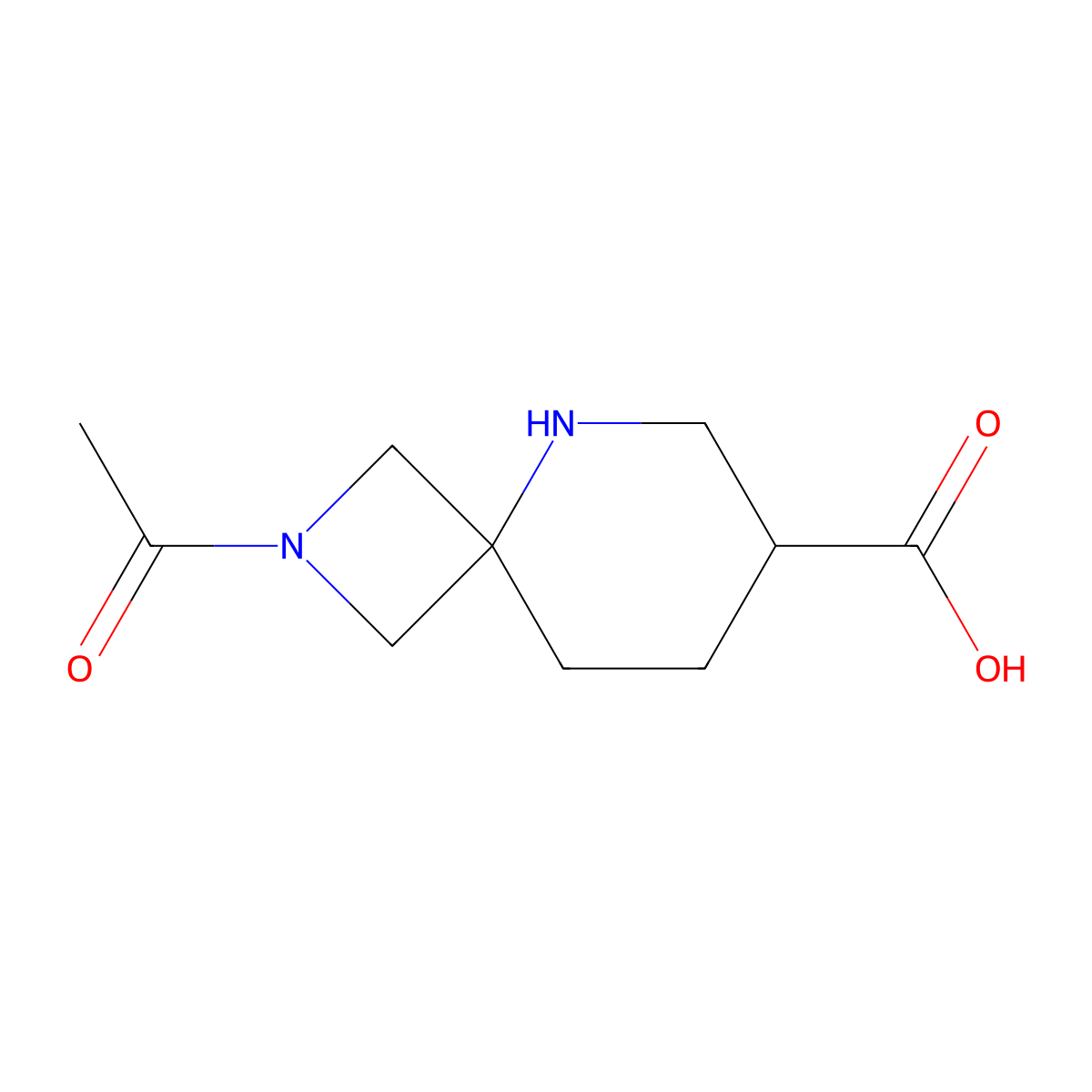 2-Acetyl-2,5-diazaspiro[3.5]nonane-7-carboxylic acid molecular structure, CAS 2764000-71-5