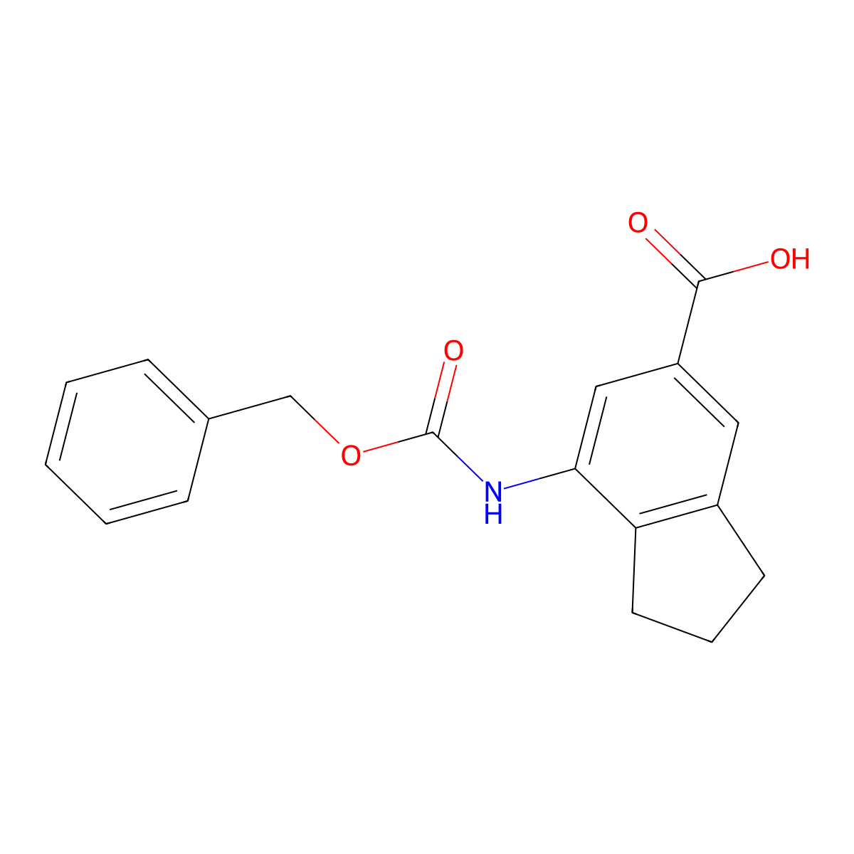 7-{[(benzyloxy)carbonyl]amino}-2,3-dihydro-1H-indene-5-carboxylic acid molecular structure, CAS 2764000-78-2