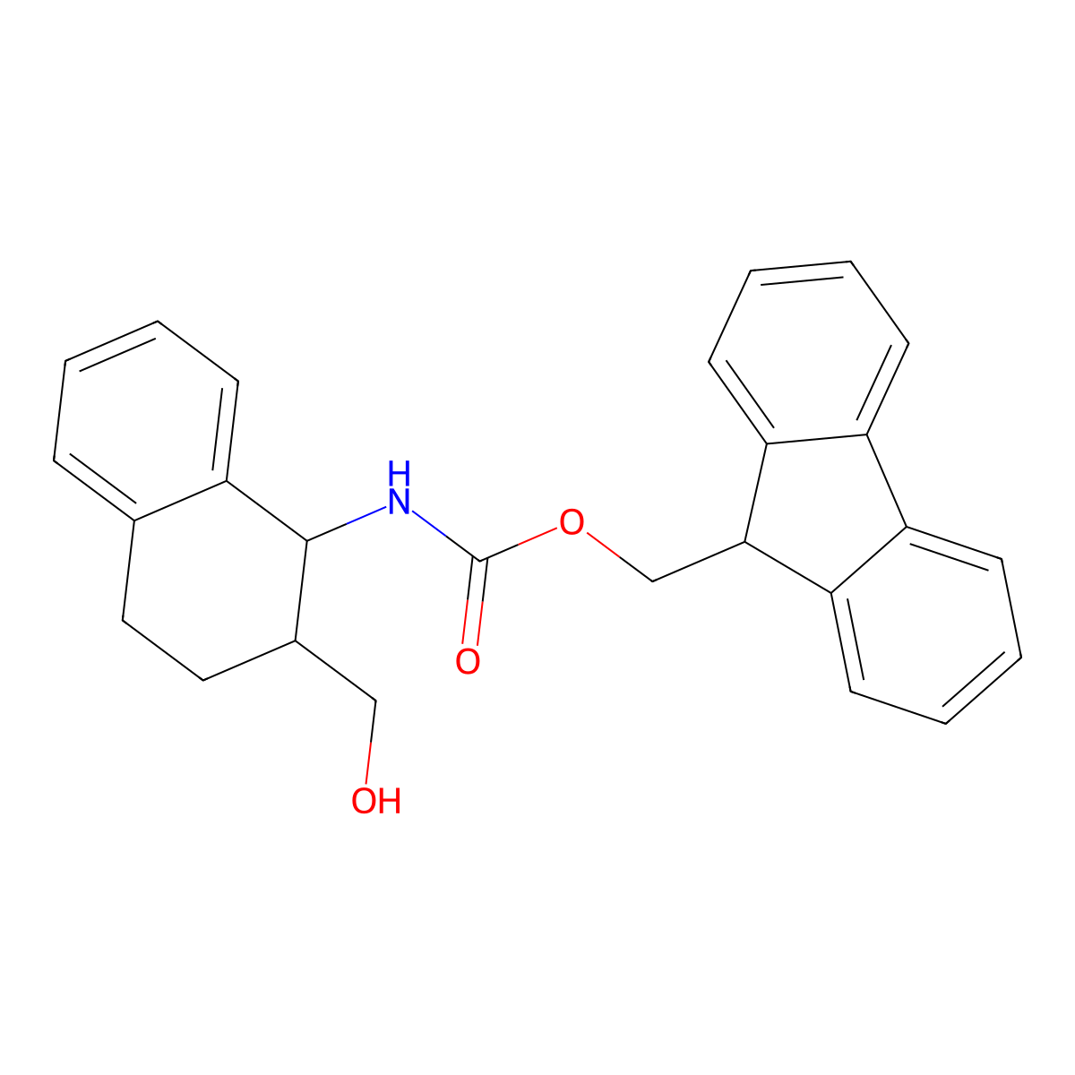 rac-(9H-fluoren-9-yl)methyl N-[(1R,2R)-2-(hydroxymethyl)-1,2,3,4-tetrahydronaphthalen-1-yl]carbamate molecular structure, CAS 2764000-80-6