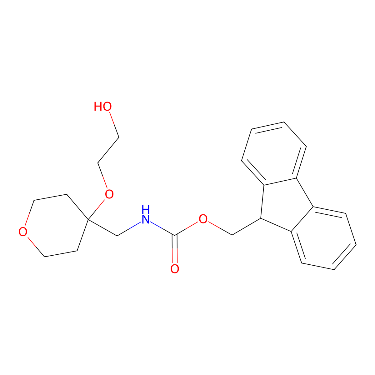 (9H-fluoren-9-yl)methyl N-{[4-(2-hydroxyethoxy)oxan-4-yl]methyl}carbamate molecular structure, CAS 2764000-84-0