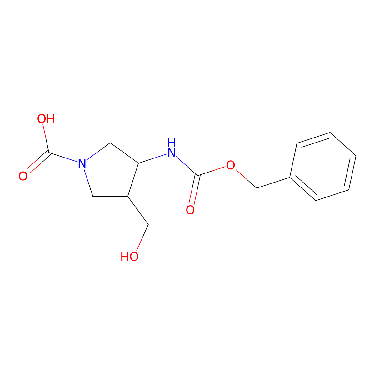 rac-(3R,4R)-3-{[(benzyloxy)carbonyl]amino}-4-(hydroxymethyl)pyrrolidine-1-carboxylic acid molecular structure, CAS 2764000-85-1