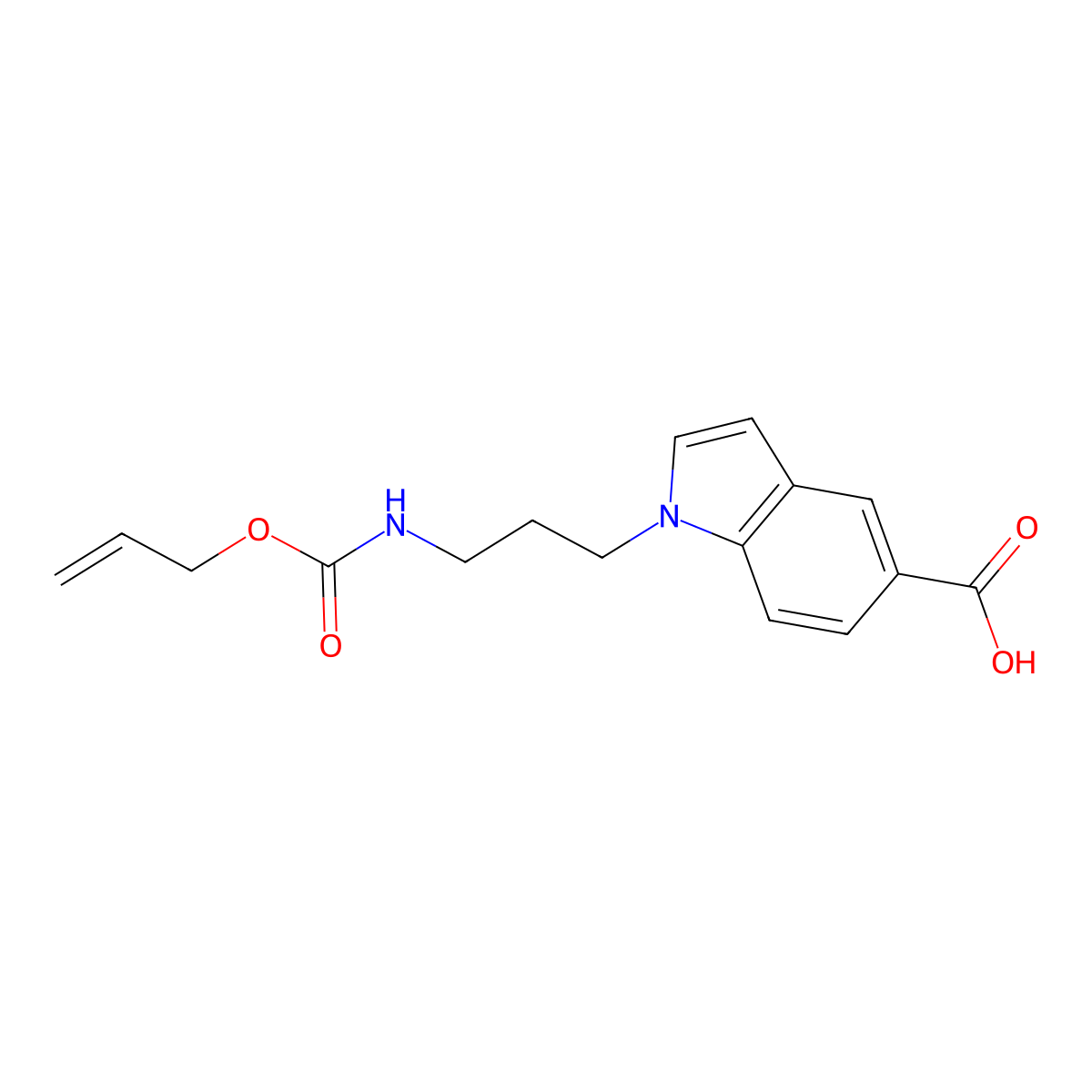 1-(3-{[(prop-2-en-1-yloxy)carbonyl]amino}propyl)-1H-indole-5-carboxylic acid molecular structure, CAS 2764000-96-4