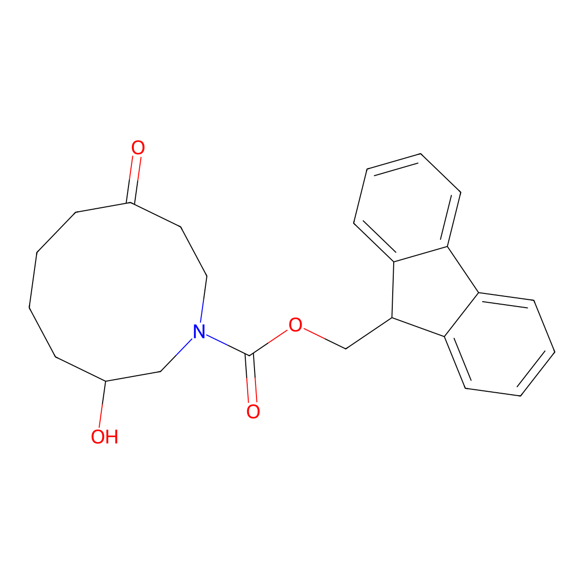 (9H-fluoren-9-yl)methyl 3-hydroxy-8-oxoazecane-1-carboxylate molecular structure, CAS 2764000-99-7