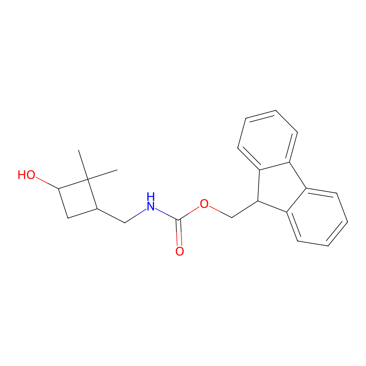 (9H-fluoren-9-yl)methyl N-[(3-hydroxy-2,2-dimethylcyclobutyl)methyl]carbamate molecular structure, CAS 2764001-03-6