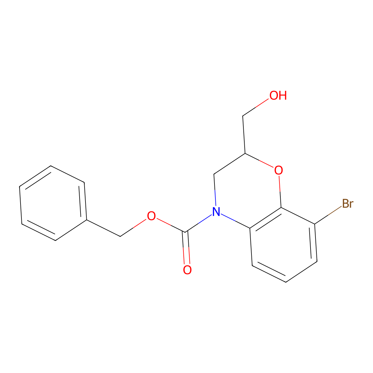 benzyl 8-bromo-2-(hydroxymethyl)-3,4-dihydro-2H-1,4-benzoxazine-4-carboxylate molecular structure, CAS 2764001-04-7