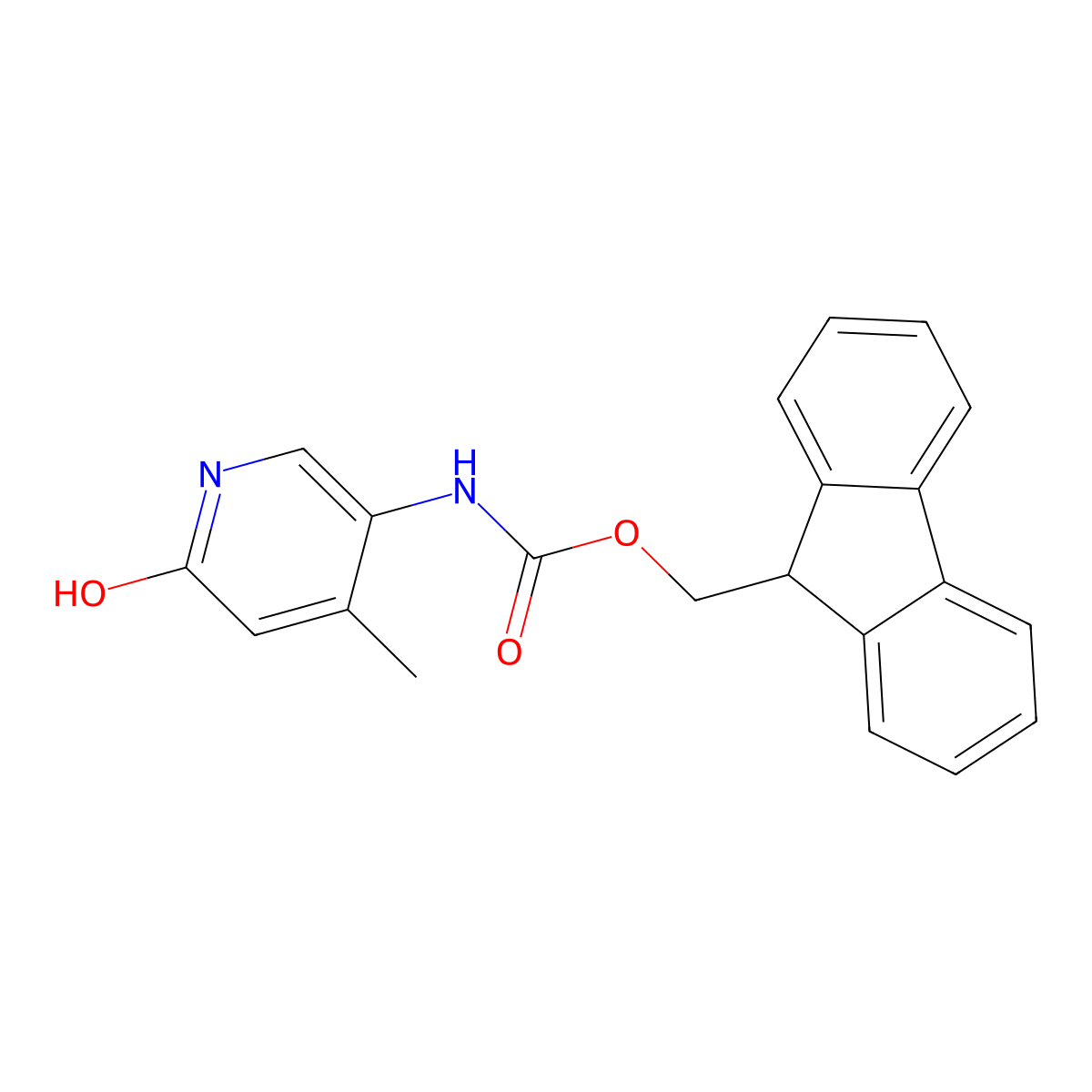 (9H-fluoren-9-yl)methyl N-(6-hydroxy-4-methylpyridin-3-yl)carbamate molecular structure, CAS 2764001-10-5