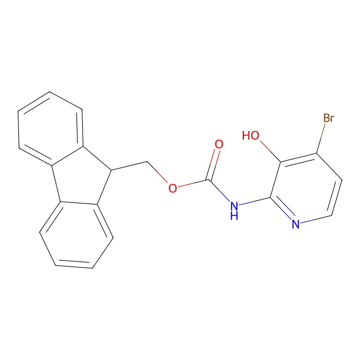 (9H-fluoren-9-yl)methyl N-(4-bromo-3-hydroxypyridin-2-yl)carbamate molecular structure, CAS 2764001-15-0