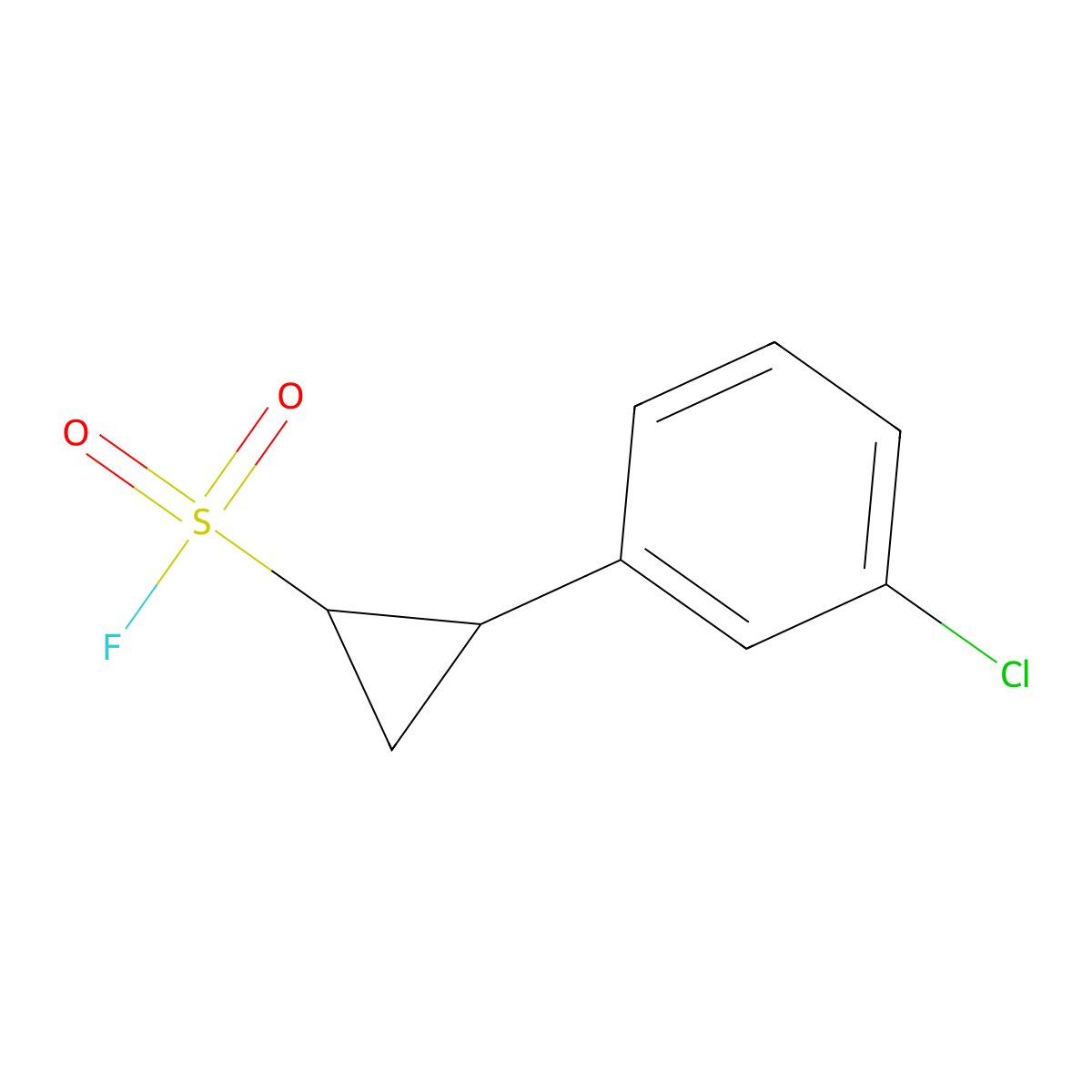rac-(1R,2S)-2-(3-chlorophenyl)cyclopropane-1-sulfonyl fluoride molecular structure, CAS 2764001-22-9