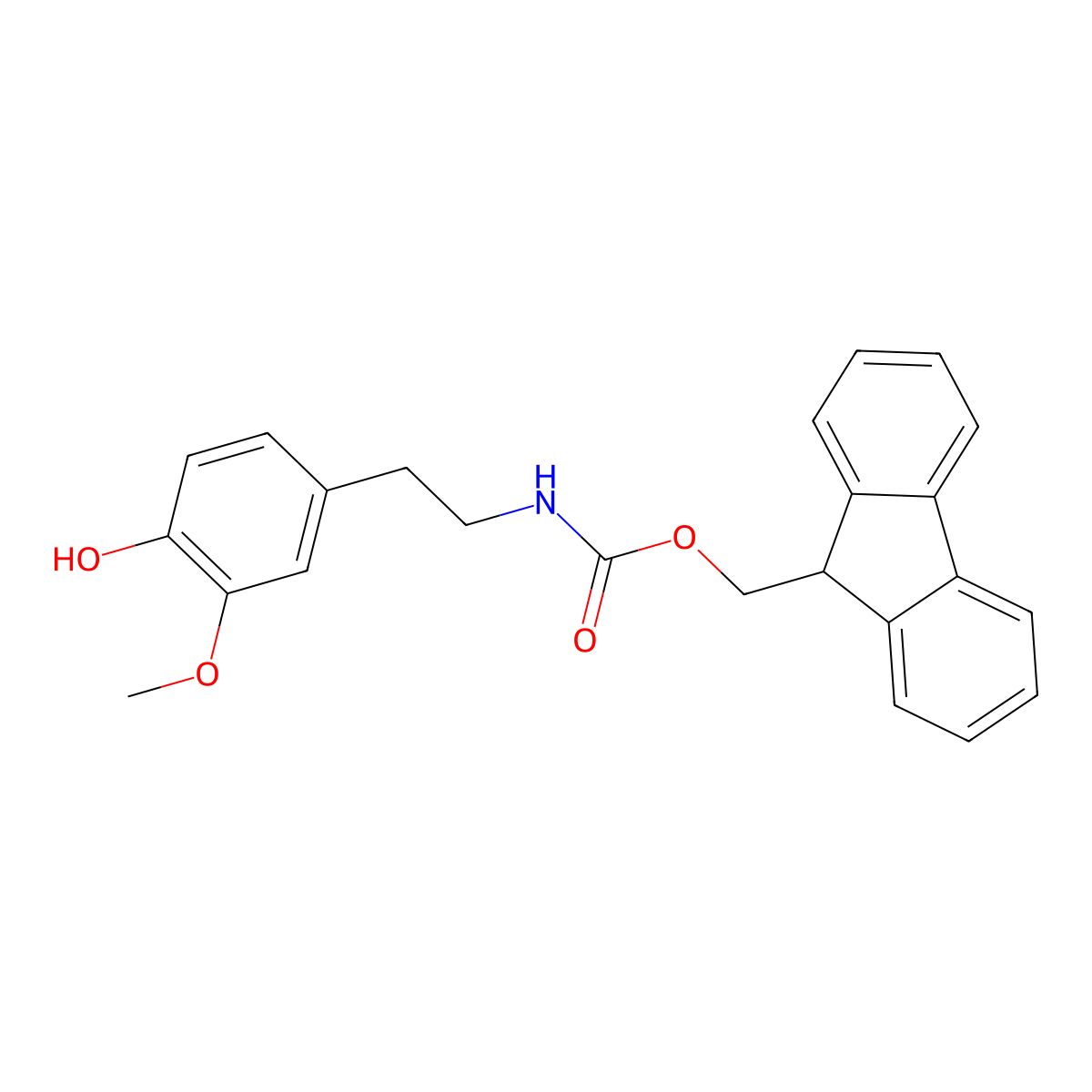 (9H-fluoren-9-yl)methyl N-[2-(4-hydroxy-3-methoxyphenyl)ethyl]carbamate molecular structure, CAS 2764001-25-2