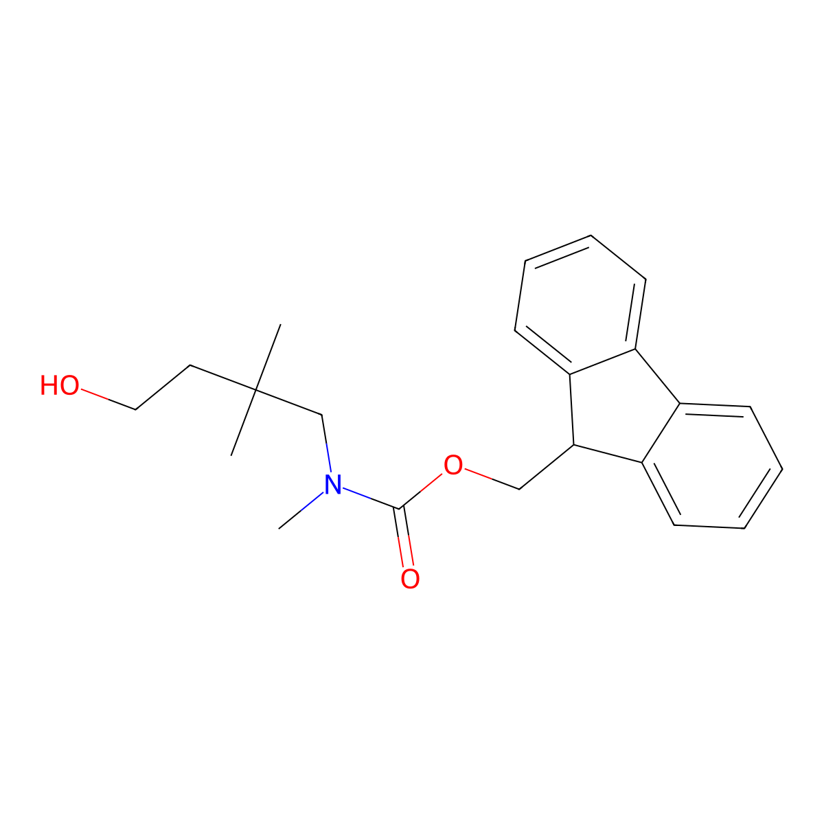 (9H-fluoren-9-yl)methyl N-(4-hydroxy-2,2-dimethylbutyl)-N-methylcarbamate molecular structure, CAS 2764001-30-9