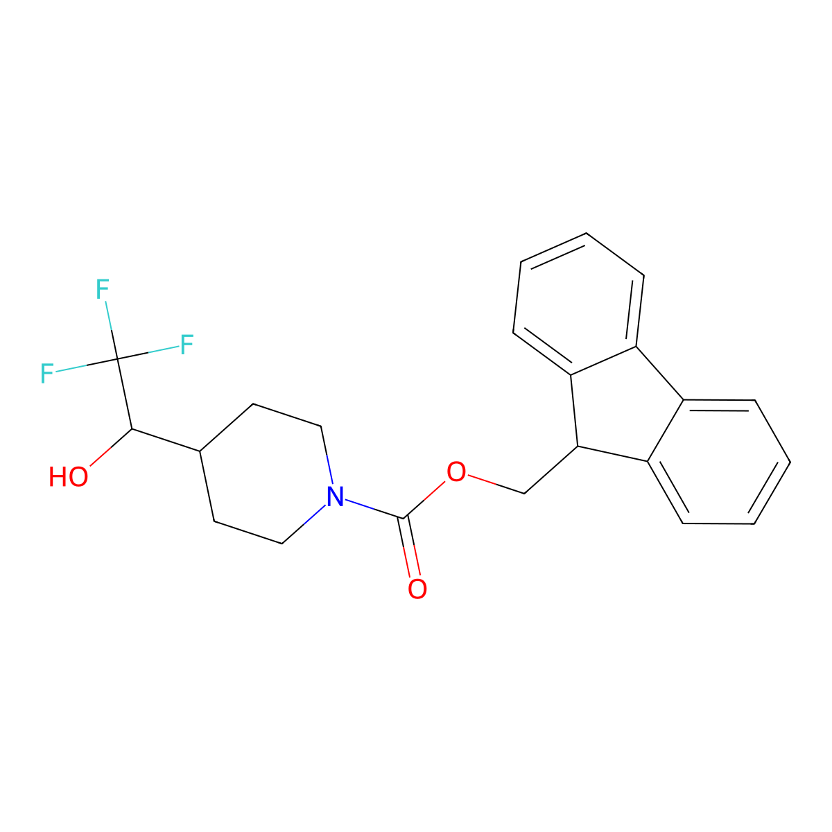 (9H-fluoren-9-yl)methyl 4-(2,2,2-trifluoro-1-hydroxyethyl)piperidine-1-carboxylate molecular structure, CAS 2764001-33-2