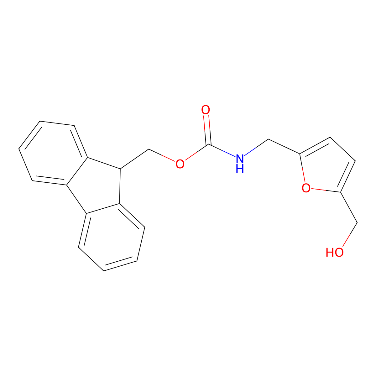 (9H-fluoren-9-yl)methyl N-{[5-(hydroxymethyl)furan-2-yl]methyl}carbamate molecular structure, CAS 2764001-34-3