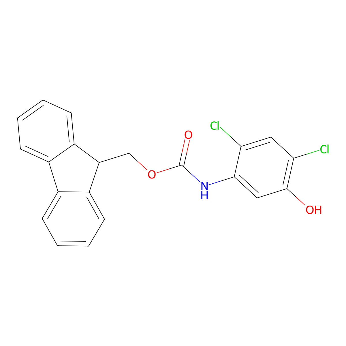 (9H-fluoren-9-yl)methyl N-(2,4-dichloro-5-hydroxyphenyl)carbamate molecular structure, CAS 2764001-45-6