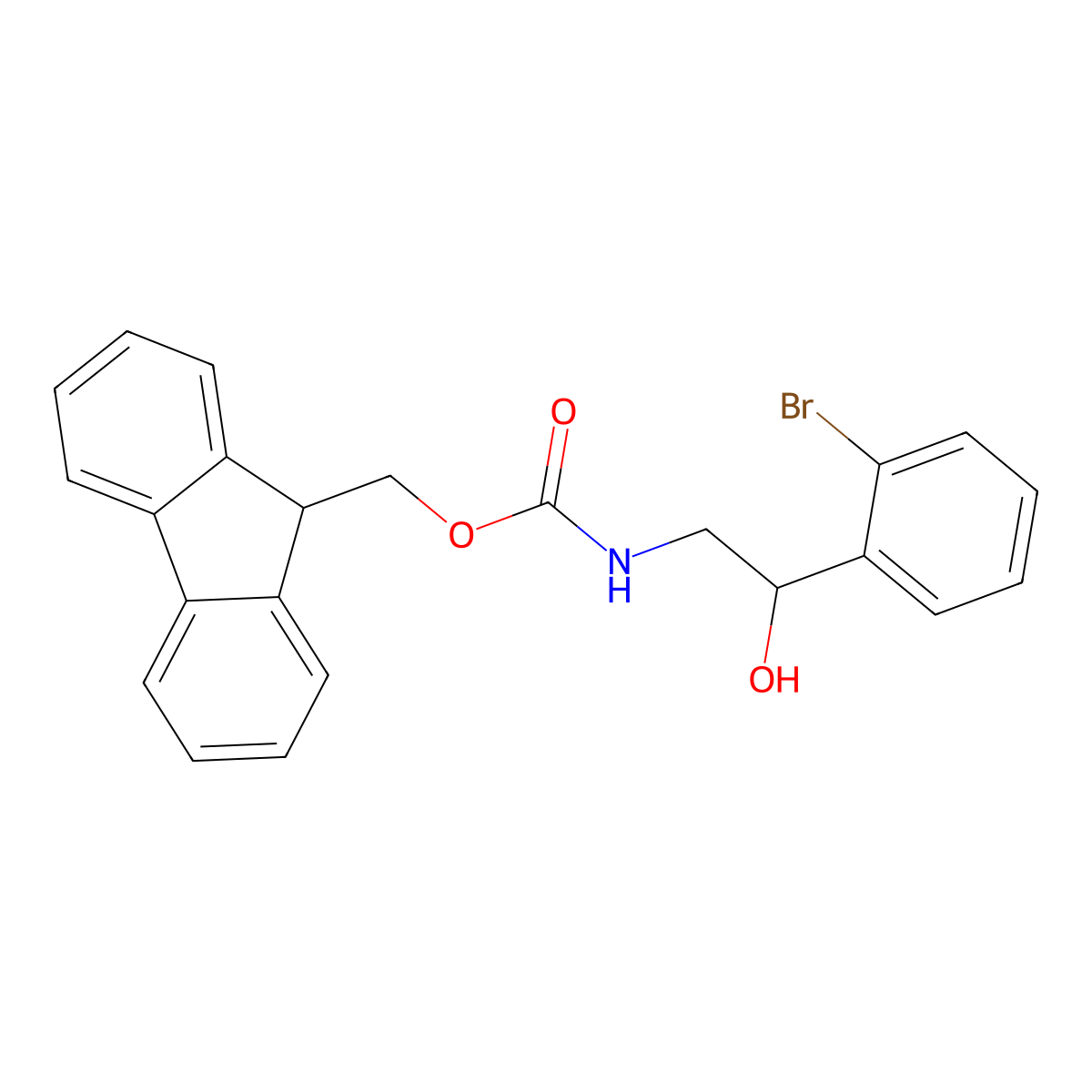 (9H-fluoren-9-yl)methyl N-[2-(2-bromophenyl)-2-hydroxyethyl]carbamate molecular structure, CAS 2764001-46-7
