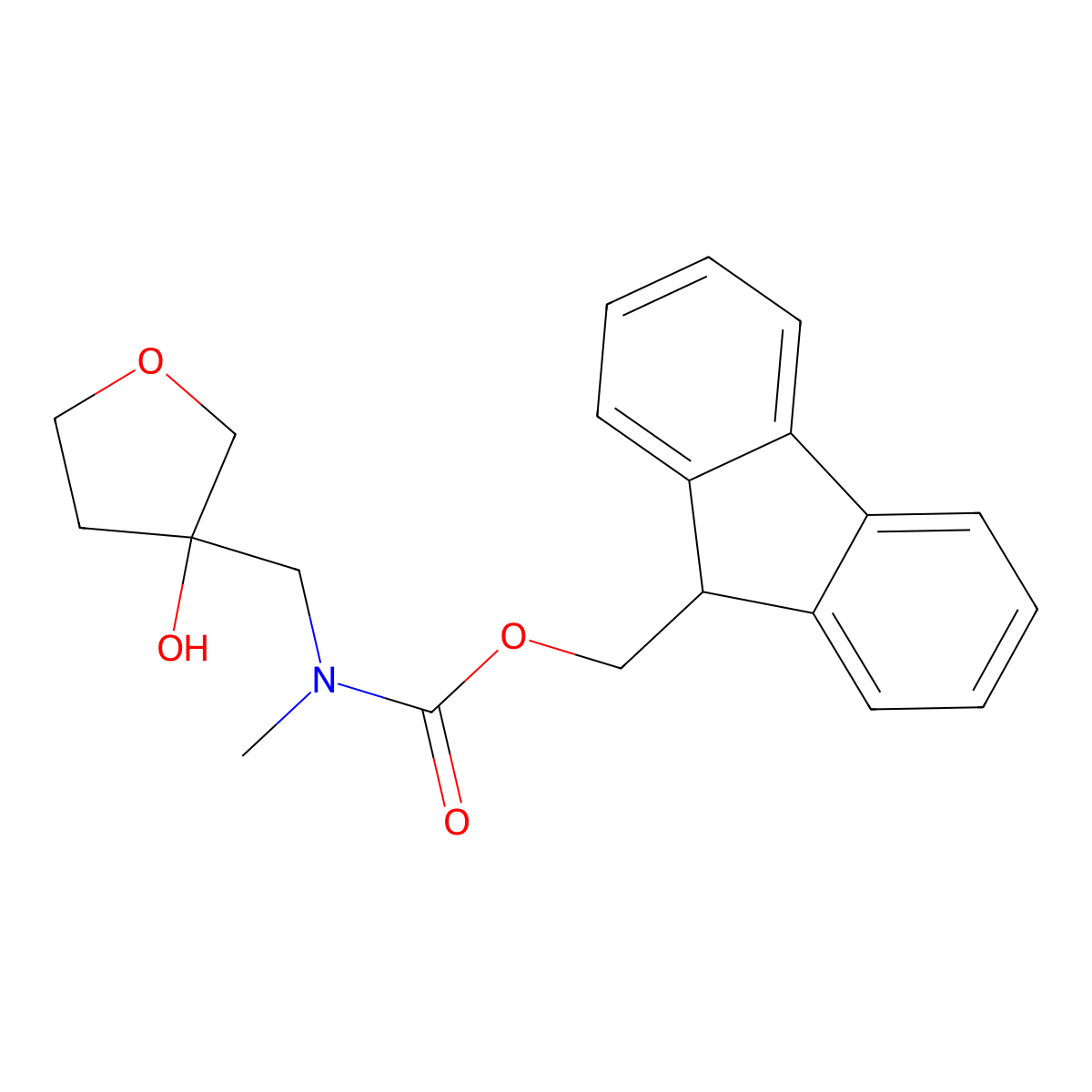 (9H-fluoren-9-yl)methyl N-[(3-hydroxyoxolan-3-yl)methyl]-N-methylcarbamate molecular structure, CAS 2764001-48-9